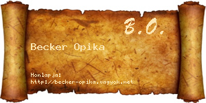 Becker Opika névjegykártya